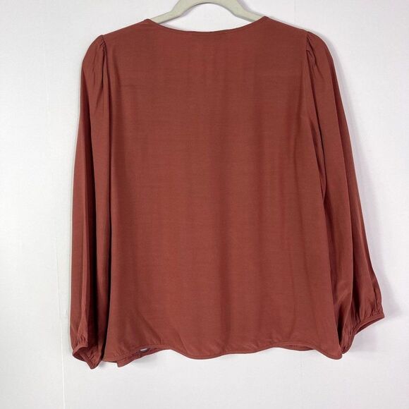 LOFT Lace Trim Popover Blouse, Rust color, size Small - Picture 10 of 11